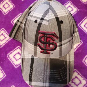 FSU grey Plaid Top of the world one fit Like new